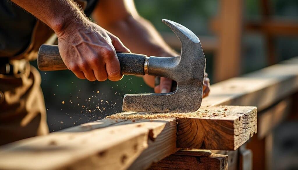 Comment utiliser un marteau de charpente pour fixer une poutre en bois