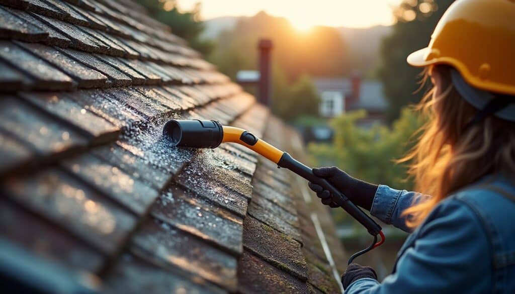 Perche toiture anti-mousse : nettoyez en hauteur en toute sécurité